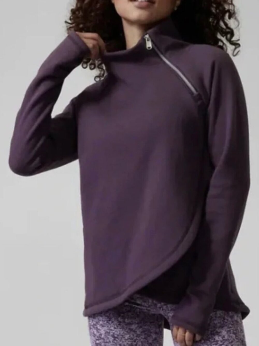 Athleta Cozy Karma Asymmetrical Pullover, High Neck - Womens Medium Petite